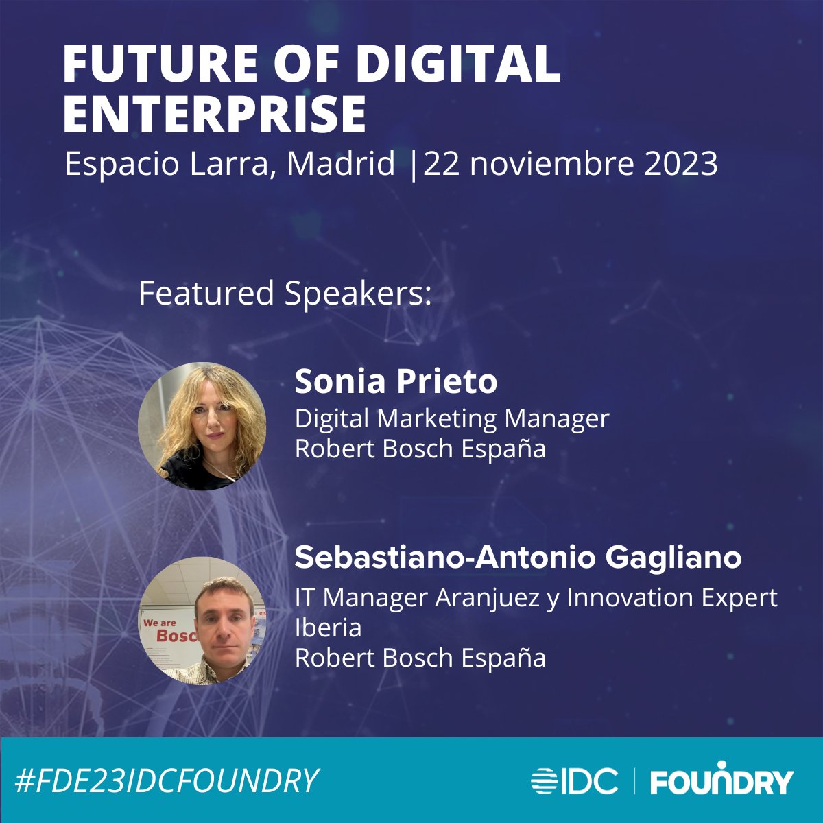 Cierran esta sesión Sonia Prieto, Digital Marketing Manager en Robert @BoschEspana SLU y Sebastiano-Antonio Gagliano, IT Manager e Innovation Expert en Robert @BoschEspana SLU. #IA #FDE23IDCFoundry @FoundrySpain @IDCSpain