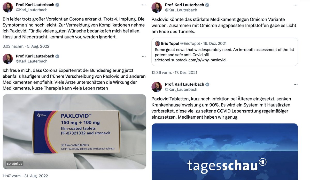 EILT: Generalstaatsanwaltschaft Berlin teilt mit. Auch wenn er 'privat' auf seinem staatlichen Account twittert, darf Arzt Prof. Dr. Karl #Lauterbach ungestraft für Arzneimittel Paxlovid und Comirnaty XBB.1.5 von #Pfizer werben. #Narrenfreiheit #Heilmittelwerbegesetz cc: @lto_de