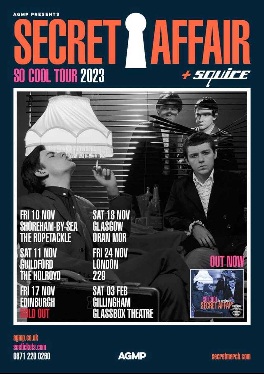 After two sell out shows in scotland our last show of the year is on London at 229 Club Great Portland Street 
With special guests Squire 
Tickets available here 

seetickets.com/tour/secret-af…