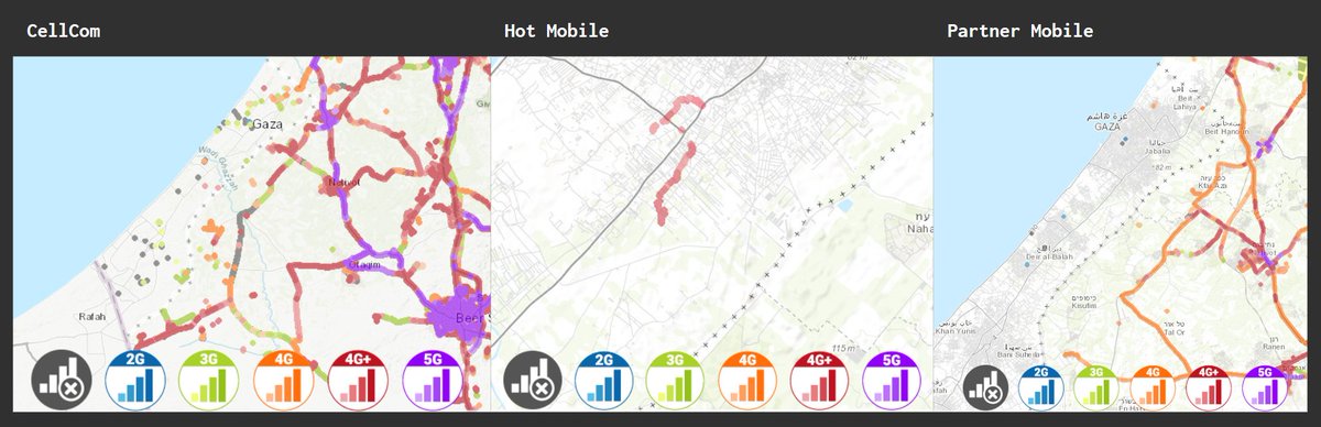 CyberListen's tweet image. Why do #Cellcom, #HotMobile, and #PartnerMobile have coverage in #Gaza?