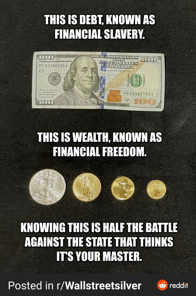 Freedomfiat's tweet photo. Enlighten one person today, debt is the money of slaves
#silversqueeze #silver https://t.co/PfPOi9VvRg