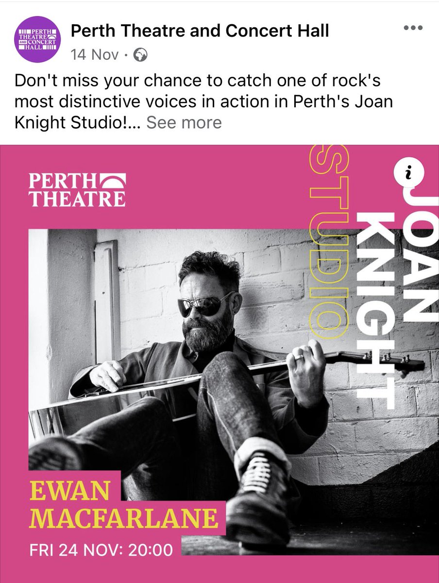 This Friday, let’s do this Perth💯 @TheCromMusic Last few tickets 🎟️ perththeatreandconcerthall.com/whats-on/ewan-… @WhatOnPerth @perthTCH @perthmusicblog @MusicNewsScot @musicscotland @Whatsonscotland