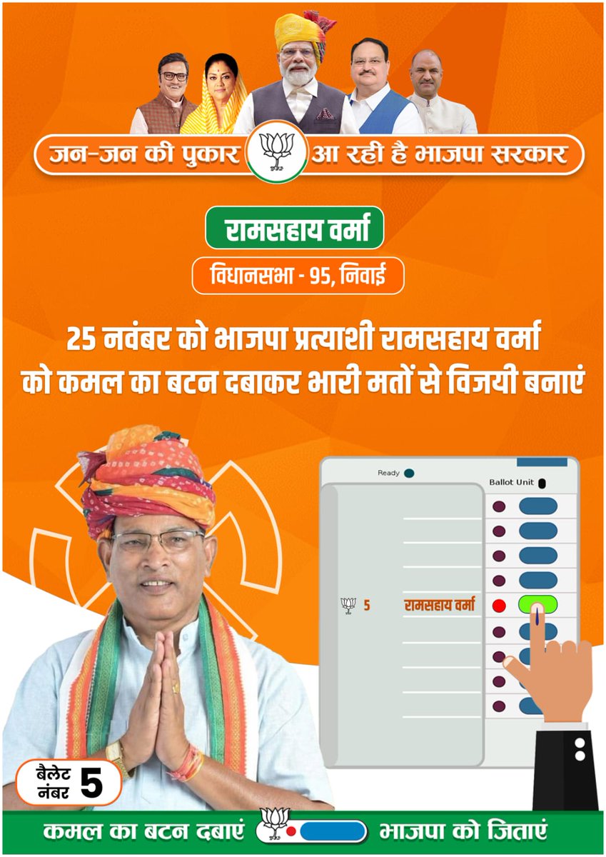 आप सभी का जनसेवक आपसे एक विनम्र आग्रह कर रहा है, आप सभी 25 नवंबर को भाजपा के पक्ष में कमल के फूल पर अधिक से अधिक मत देकर मुझे विजयी बनाए, आपके परिवार की भांति आपसे जुड़कर निवाई पीपलू विधानसभा का विकाश करवाऊंगा । धन्यवाद 🙏🪷