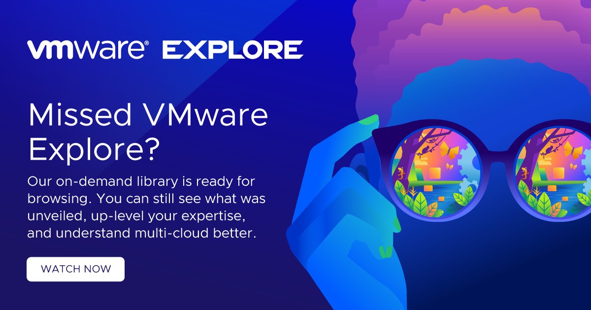 Didn't make it to VMware Explore Barcelona? Our on-demand video library has your back! 👏 Dive into the world of innovation, learn from industry leaders, and stay ahead of the curve. vmware.com/explore/video-…