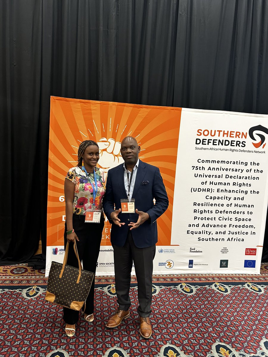 Our Programs Officer, Lynn Komu with Professor Adriano Nuvunga the chairperson of <a href="/SAHRDNetwork/">SouthernDefenders</a> 

#SouthernDefendersSummit6