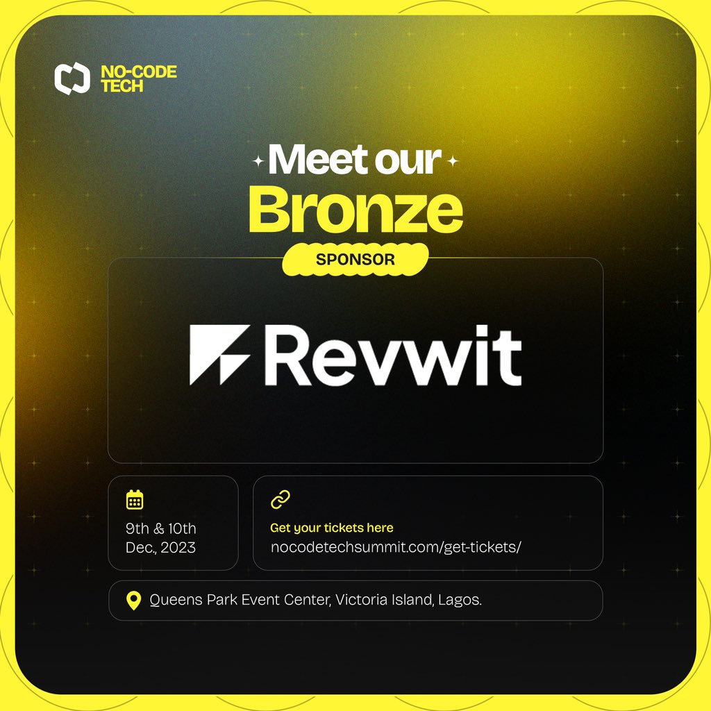 We are excited to announce our Bronze sponsor 🎉

@revwithq helps you grow revenue with B2B Sales talent connections, tailored GTM training and a powerful CRM software to manage your sales operations.

Get started with Revwit here: revwit.com/#Get-Started-F…

#NCTS #NoCodeTechSummit