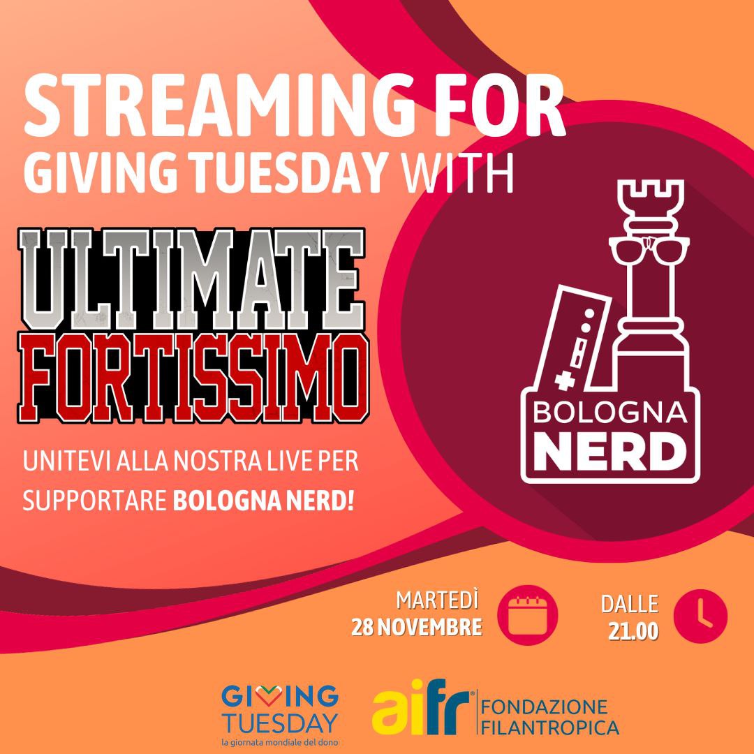 SpaghettiShowd1's tweet photo. La prossima edizione dell'Ultimate Fortissimo sarà protagonista di una live molto speciale: l'ottavo appuntamento del torneo settimanale su #GuiltyGearStrive diverrà infatti parte dell'iniziativa della @fondazioneaifr #StreamingTuesday, nata in occasione della settima edizione del #GivingTuesday, la #GiornataMondialedelDono! 🤝
Il 28 Novembre alle 21:00, quindi, daremo il via non solo al nostro tipico evento sul titolo Arc System Works, ma anche ad una piccola campagna che ha lo scopo di supportare l'organizzazione no-profit da noi scelta per l'occasione, ovvero l'associazione ludica @BolognaNerd! 🎮
Speriamo quindi di aiutare il più possibile e che anche voi, giocatori e spettatori, partecipiate attivamente alla serata, magari iscrivendovi al torneo o guardando e/o donando durante quest'ultimo! 👀
CI VEDIAMO MARTEDÌ! 👊
🔗 ISCRIZIONI TORNEO UF8: https://t.co/tptItt61Zz
❤️ SITO GIVING TUESDAY: https://t.co/9AgTc0AMOM