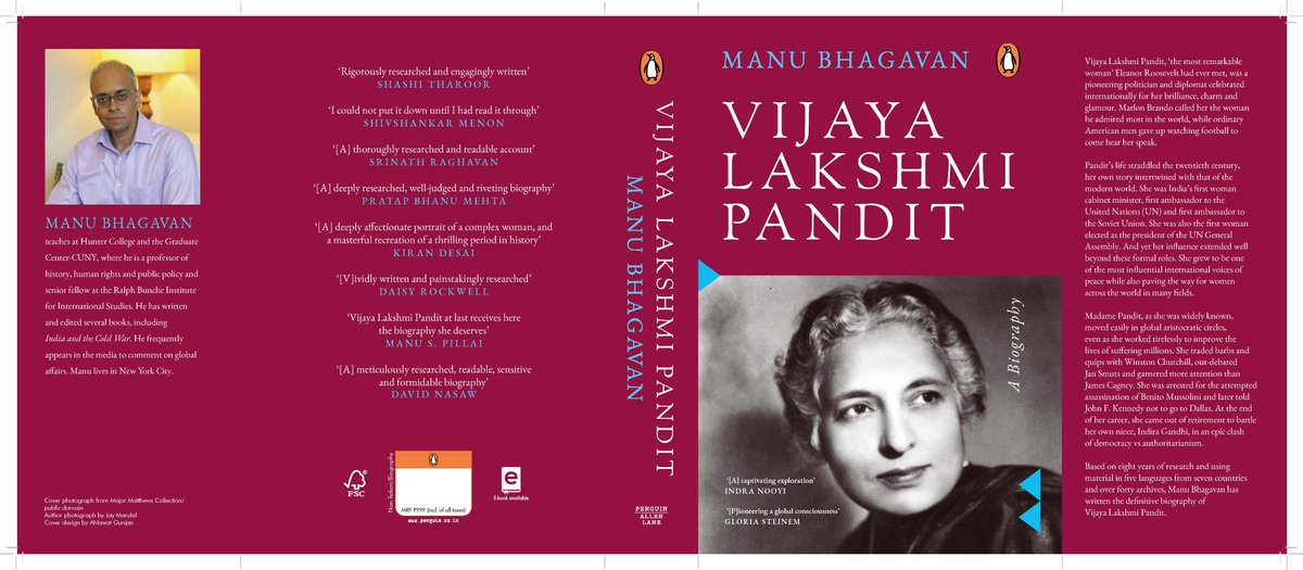 She traded barbs with Churchill, outdebated Jan Smuts, outshone James Cagney, was arrested for the attempted assassination of Mussolini, told JFK not to go to Dallas and went to battle with her own niece. @ManuBhagavan's biography of Vijaya Lakshmi Pandit is out this month.