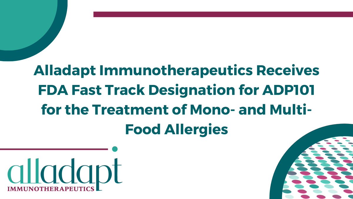 ADP101 has received Fast Track designation from the FDA, marking an important milestone for people suffering from #FoodAllergy. We'll continue to work closely with the FDA to expedite development of this important therapy.

Learn more in our press release: bit.ly/482MoL1