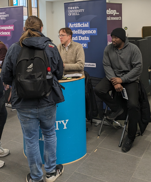 Come down to the @HullUni_Library for the #postgraduate course fair! @jabberjabber0 & Jevon will talk to you about our MSc in #AI & #DataScience as well as our £10K #scholarships don't forget to grab a freebie!