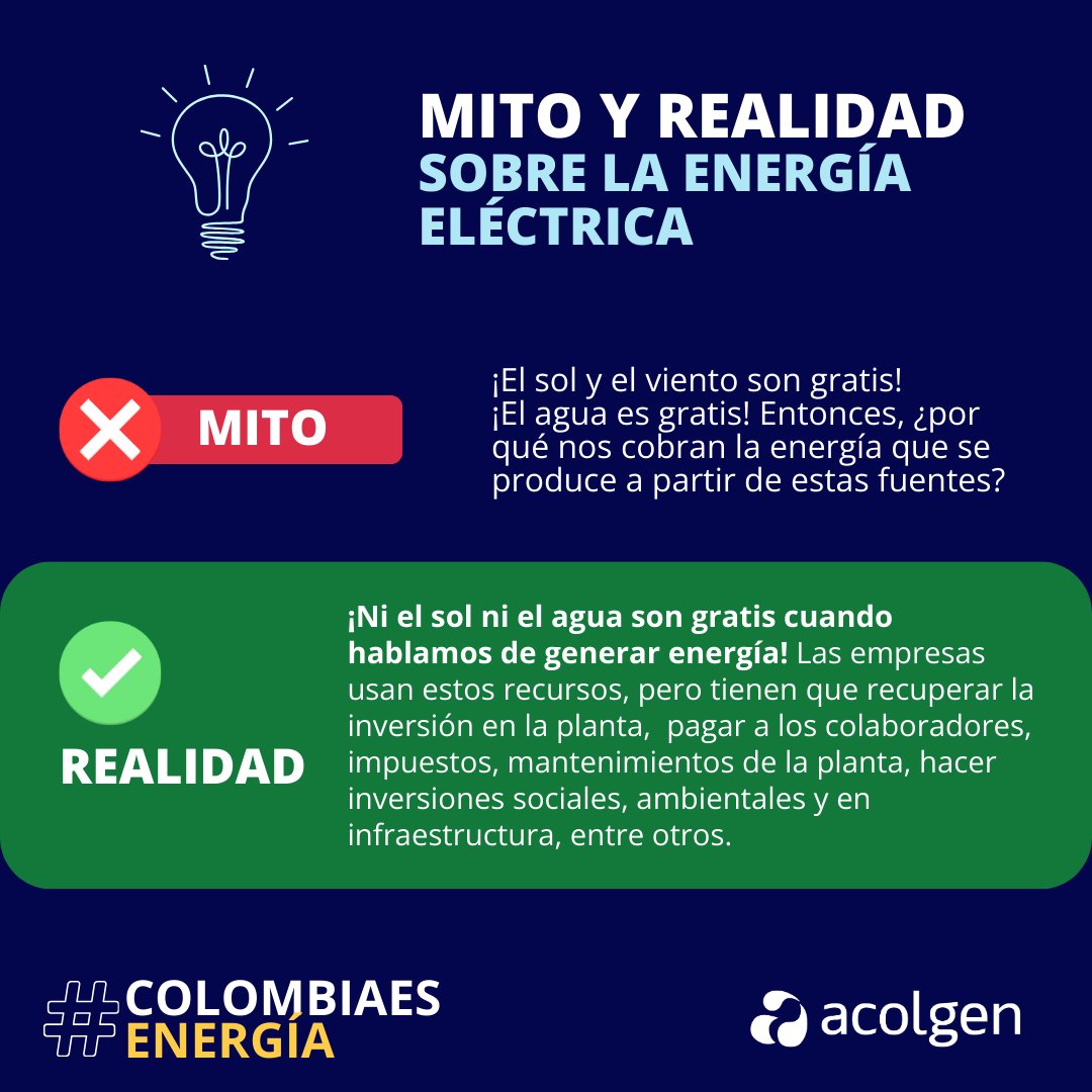 AES_Colombia's tweet photo. Descubre la verdadera chispa detrás de la energía eléctrica 💡
Rompamos mitos y exploremos la realidad de la industria energética en Colombia.
¡Únete a la conversación con #ColombiaEsEnergía!
#RecursosNaturales #SolyAgua #Mitos https://t.co/2cNocMQEv2