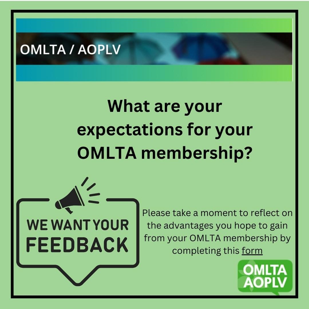 We want to hear from you! Kindly complete the Google Form to ensure your valuable input is heard.

You can fill out the survey at bit.ly/surveyomlta

#OMLTA