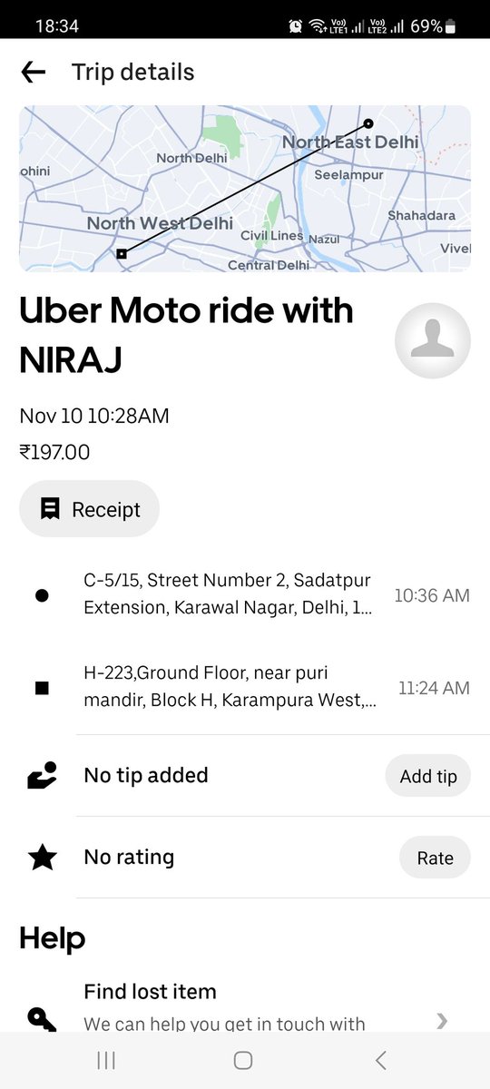 UpretiBhaskar's tweet photo. @UberINSupport @Uber @Uber_India @PMOIndia @TransportDelhi @nitin_gadkari @Uber_Support Charges from same location other day in the attachment. https://t.co/x40NLn7MYt