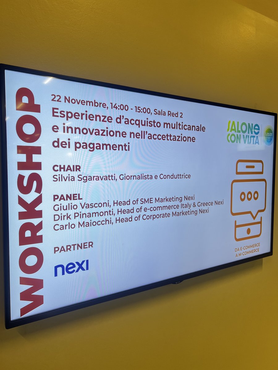 Payvolution's tweet image. #salonepagamenti È appena iniziato il #workshop @nexipayments Esperienze d'#acquisto #multicanale e #innovazione nell'accettazione dei #pagamenti moderato da @SSgaravatti. Sala Red 2 #ecommerce #mcommerce #wallet #BNPL #negozivirtuali #futuro #pagamenti #IoT #payvolution