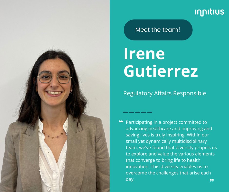 _INNITIUS's tweet photo. 🌟 Meet the Team Spotlight 🌟 
This month, we're thrilled to feature Irene Gutierrez, our #RegulatoryAffairs Responsible at Innitius. She ensures our #medicaldevices meet the highest standards. #MeetTheTeam #CompanyCulture #Innitius https://t.co/mJdo7LJfMY