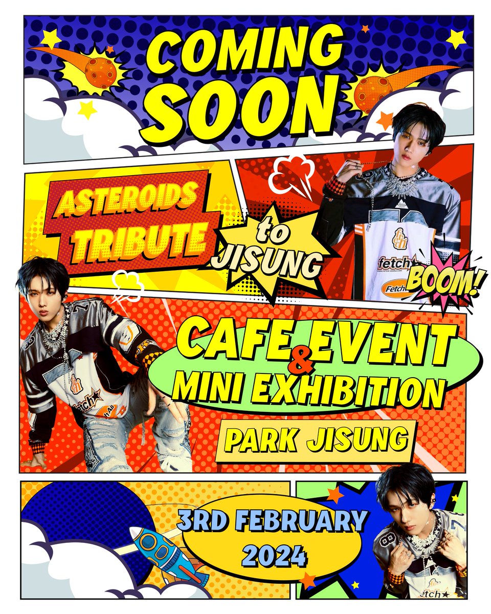 beyondpanels205's tweet image. 💫 Beyond Panels: Asteroids Tribute to Jisung 💫

#JISUNG Birthday Cafe Event &amp;amp; Mini Exhibition.

Blast off with Jisung on an interstellar mission to discover the rarest Asteroids in the galaxy. 

Don't miss the cosmic excitement in Vol. 205 🌠

#BEYONDPANELS205
