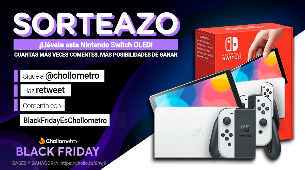 VAMOS QUE SE ACABA! SUPER SORTEAZO SWITCH DE BLACK! 🪐 

👉 Síguenos  
🔁 Haz retweet
✍️Comenta con BlackFridayEsChollometro diciendo por qué tiene que ser para ti.

Llévate la switch por la cara! #ChollometroOnFire