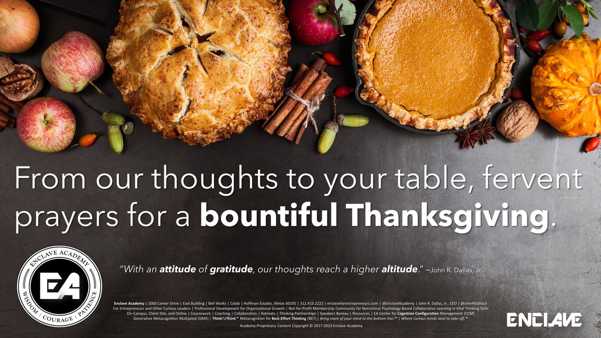 JohnRDallasJr's tweet photo. As airports, train stations, bus depots, and roads fill to overflowing with minds and hearts heading home to #ThinkThanks together—know I’m grateful for you. Humbly I post evidence of my gratitude for “thinking’s thinkers” who #think with me here. Thank you. #HealthyThanksgiving! https://t.co/k7IGb6norX