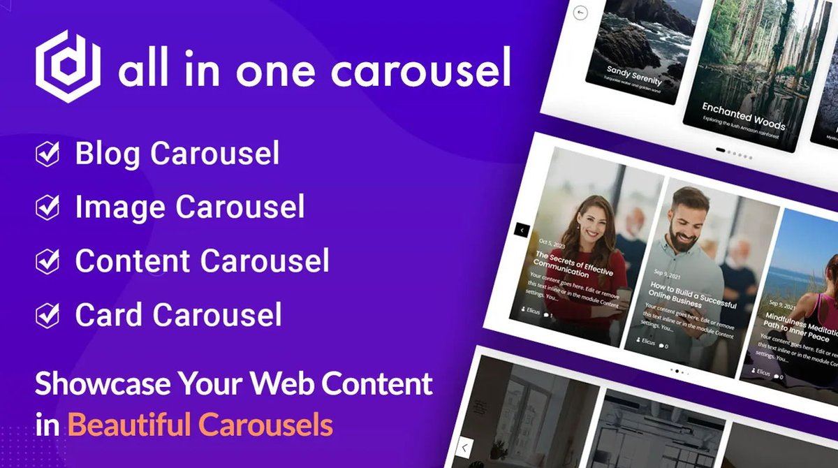 DiviExtended's tweet photo. This Black Friday Introducing All in One Carousel for Divi. 🥳

A multipurpose carousel plugin to showcase content in beautiful sliders. Get it now and save upto 50% during the black friday sale: https://t.co/XY0v0QavHZ

#BFCM #DiviTheme #BlackFriday2023 https://t.co/RaT9RFtxtP