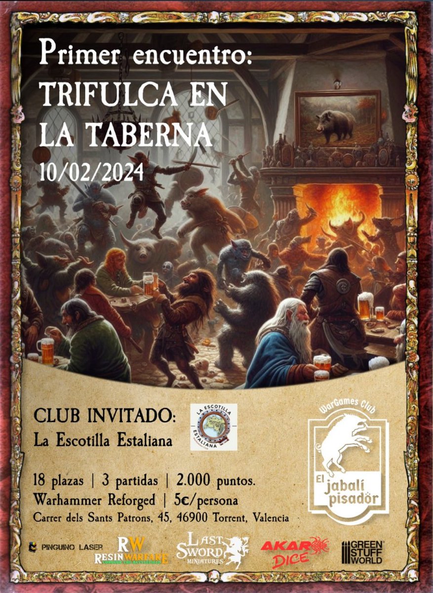 eljabalipisador's tweet photo. OJOCUIDAO! Primer encuentro entre clubs "TRIFULCA EN LA TABERNA" junto a los compañeros de La Escotilla Estaliana. #warhammerfantasy #theoldworld #towspanish #warhammercommunity https://t.co/KhDIS75GSC