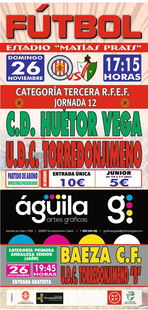 UDCTOFICIAL's tweet photo. ⚽️|VUELVE EL FÚTBOL AL MATÍAS PRATS!!!⚽️
📌 @TerceraDivGr9 - JORNADA 12
📅 DOMINGO, 26 de Noviembre
⏰ 17:15h
🆚 @CD_HuetorVega
🖥 #WebDirectoUDCT - PVP: 6,95€
ENLACE⬇️⬇️⬇️
https://t.co/WcaQ3awQkU
- Y A PARTIR DE LAS 19:45h pueden disfrutar de un interesante partido de nuestro EQUIPO SENIOR “B” ante el @BAEZACF
🎟️ ENTRADA GRATUITA
#udct23/24
🟥⬜️🟥⬜️
