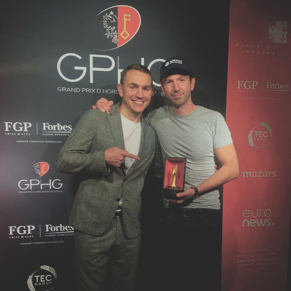 watchcertificat's tweet photo. Huge congratulations to Simon BRETTE and Matthieu Allègre on winning the Grand Prix d'Horlogerie de Genève - GPHG Watchmaking Revelation of the Year Award. 

Matthieu, you truly nailed it with your design expertise, congratulations on the win! @fondationgphg https://t.co/RZmfIy0MEF