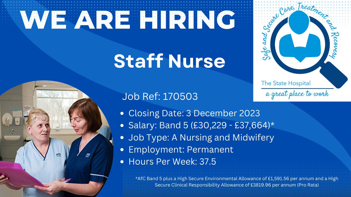 #jobalert we have an amazing opportunity for a #Registered #mentalhealth #Nurse to join the team. Based in the Skye Centre, you will work alongside a multi-disciplinary team to deliver of high quality care in a secure environment. apply.jobs.scot.nhs.uk/Job/JobDetail?…