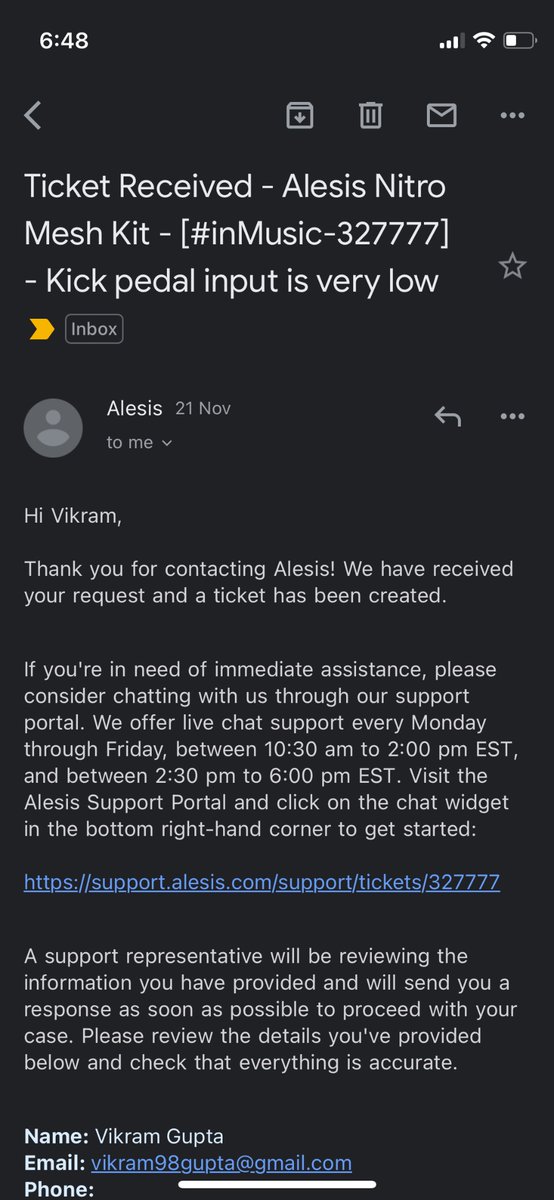 VIK_SCS's tweet photo. @Alesis 
 how long does your customer care team take to respond? Bought an Alesis nitro mesh kit in July, 2023 and now it’s kick drum trigger is not working. Have already raised a ticket but no response. Need a solution to this ASAP. https://t.co/LxUSqBZjTT