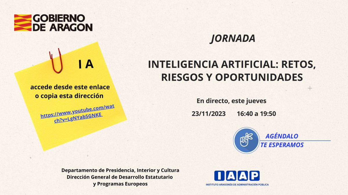Inteligencia artificial: Retos, riesgos y oportunidades
               Directo 23/11/2023
youtube.com/watch?v=LgNYab…