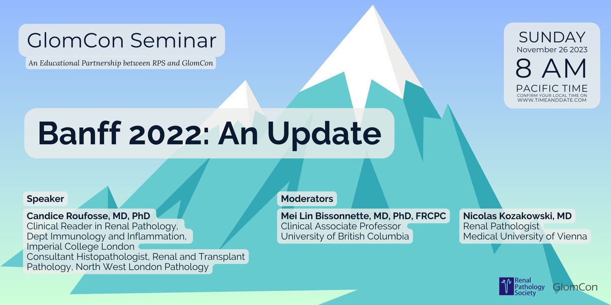 GlomCon (@glomcon) on Twitter photo Join Glomcon and <a href="/Renalpathsoc/">Renal Pathology Society</a> this Sunday:
Banff 2022: An Update by Dr. Candice Roufosse
ID: 875 5077 1266
Passcode 202122
sign up 👉🏻 my.glomcon.org
#GlomCon Join Glomcon and <a href="/Renalpathsoc/">Renal Pathology Society</a> this Sunday:
Banff 2022: An Update by Dr. Candice Roufosse
ID: 875 5077 1266
Passcode 202122
sign up 👉🏻 my.glomcon.org
#GlomCon