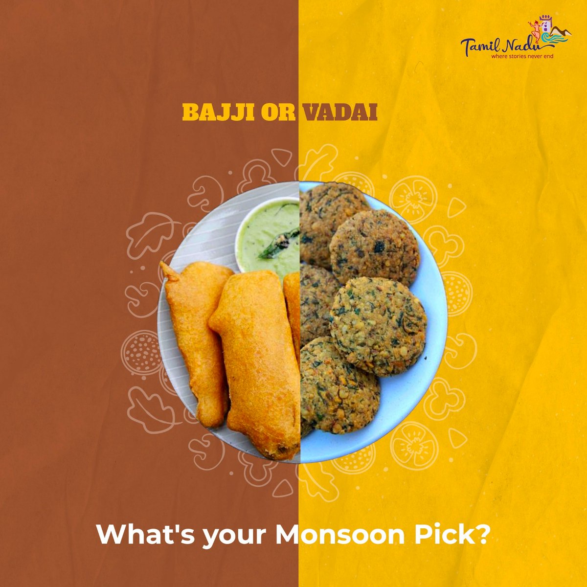 If you're in the mood for some monsoon snacks, we say don't wait—just pick your favourite!

#bajji #vadai  #monsoonseason #RainyDays #snacks #monsoonvibes #wednesdayvibes  #tamilnadutourism