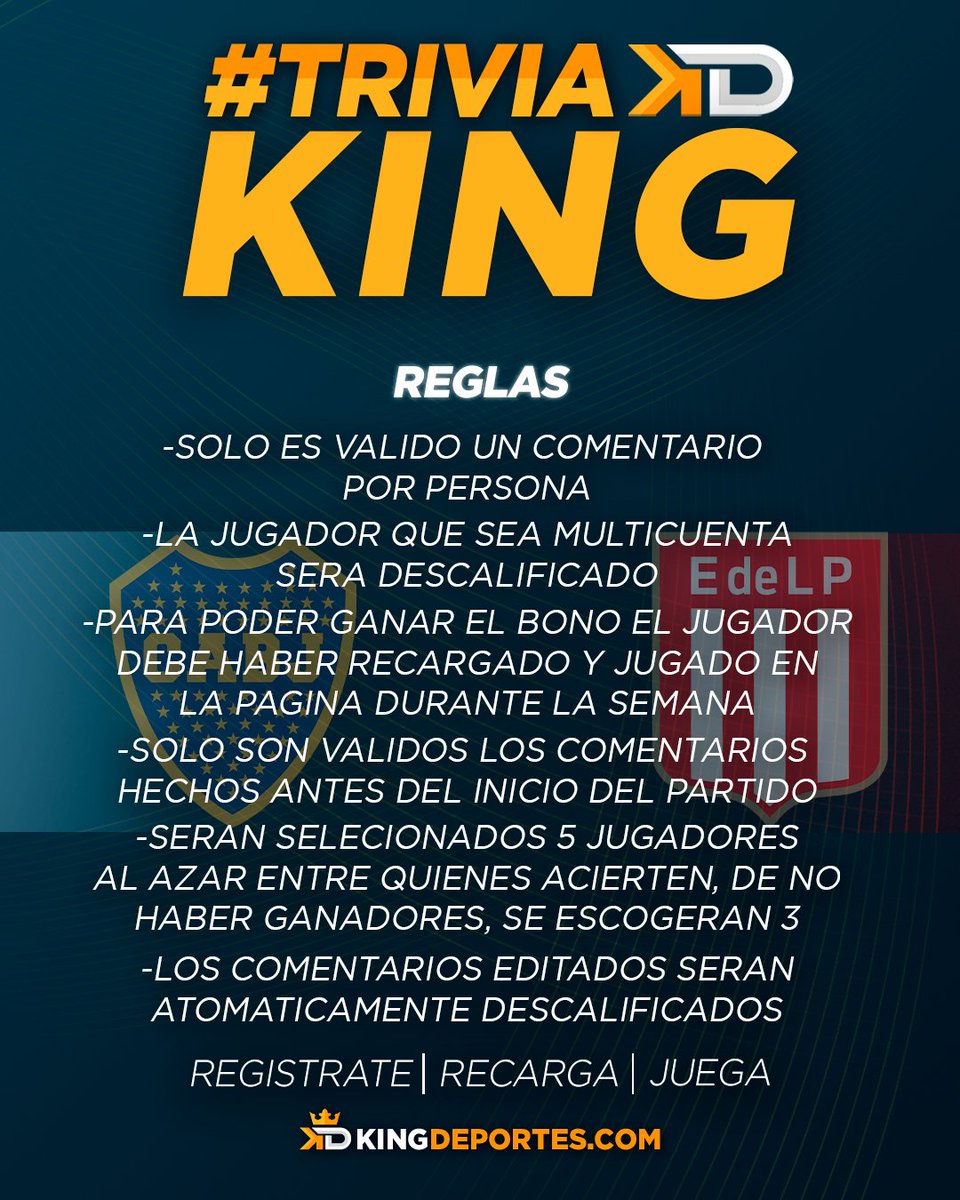 kingdeportesve's tweet photo. La #TriviaKing ha llegado⚽️🔥

Para el partido del día de hoy  22/11/23 ✅

Recuerda para participar debes like comentar tu predicción y repostear 😎👑

¿Estás listo para ganar? https://t.co/LqVYhYnTx8