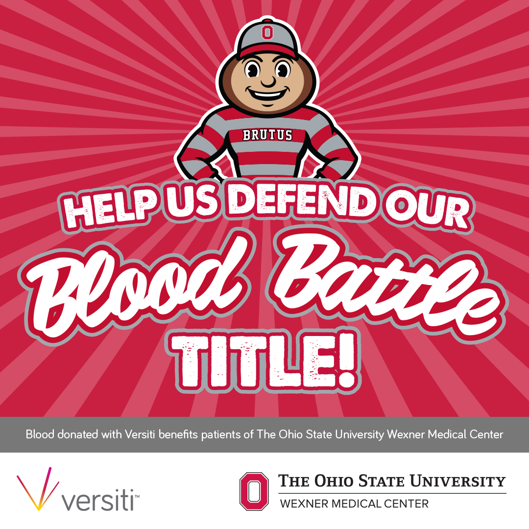 Don’t miss your chance to donate during this year’s Blood Battle! If you haven’t donated yet, join us TODAY in giving crucial, valuable, lifesaving blood at one of our #BloodBattle drives to push us over the finish line and beat Michigan! bitly.versiti.org/3Qb5NlE #DefendOurTitle