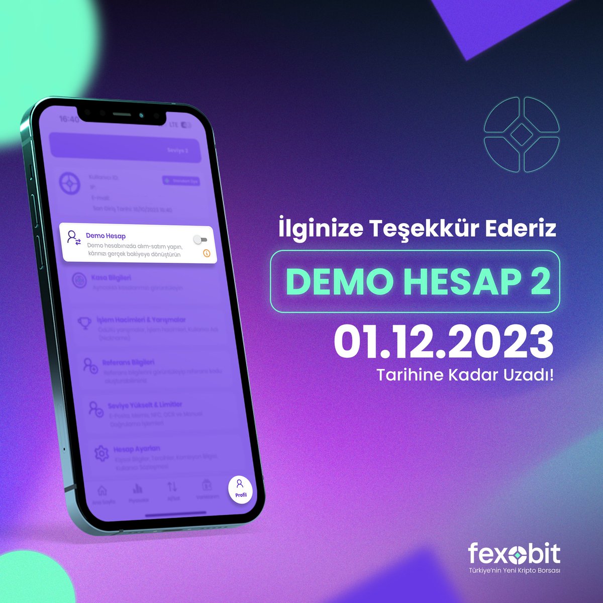 fexobit's tweet image. Hesabına 2000₺ yüklediğimiz Demo Hesap 2’yi senin için uzattık!🥳💜
 #demohesap #kripto #bitcoin #fexobit