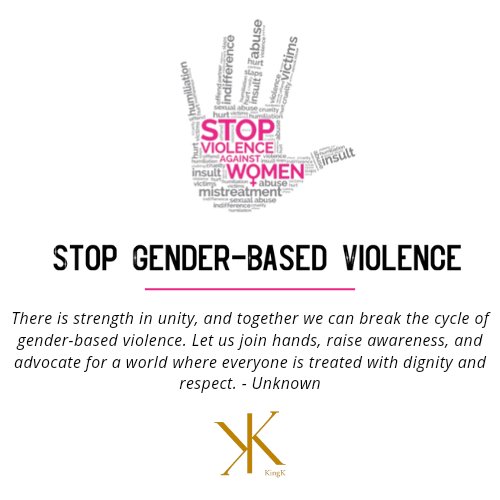 KingK stands with the global movement to end violence against women and girls. From Nov 25th to Dec 10th, let's invest in prevention and create a world free from GBV. #16DaysOfActivism #GBVPrevention #InvestInPrevention #EndViolenceAgainstWomen #EndViolenceAgainstGirls #ColourMe
