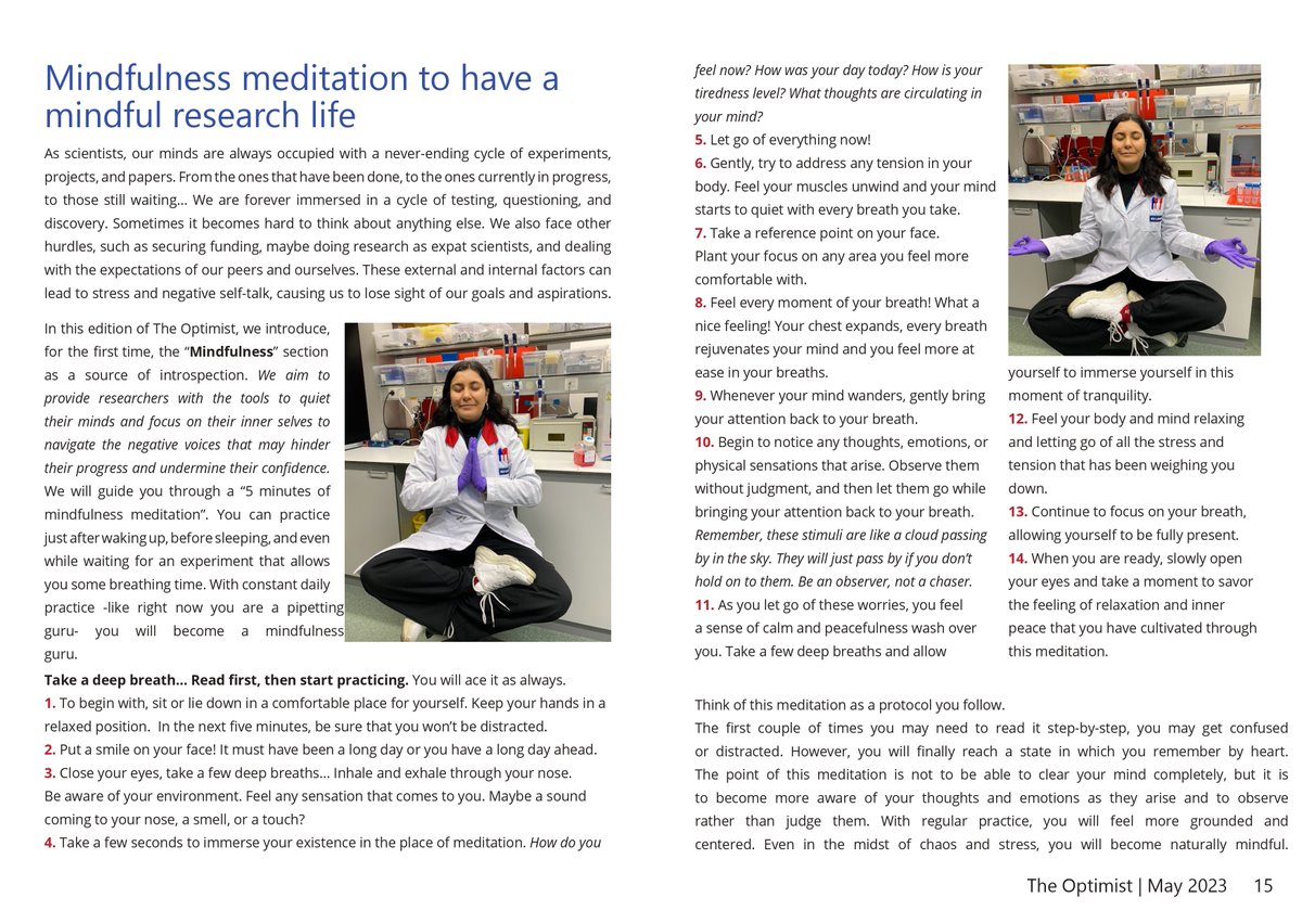 Biomech Research Unit (@gerislab) on Twitter photo Our Postdoc Ayse Kose brings tranquility to research with a #mindfulness meditation🧘♀️
Navigate research chaos, silence self-doubt, and boost confidence in just 5 minutes🌈
Embrace the journey to a calmer, more focused version of you🧠 #ResearchZen
<a href="/OptimistPhd/">Optimist.PhD</a> @biokambriyen Our Postdoc Ayse Kose brings tranquility to research with a #mindfulness meditation🧘♀️
Navigate research chaos, silence self-doubt, and boost confidence in just 5 minutes🌈
Embrace the journey to a calmer, more focused version of you🧠 #ResearchZen
<a href="/OptimistPhd/">Optimist.PhD</a> @biokambriyen