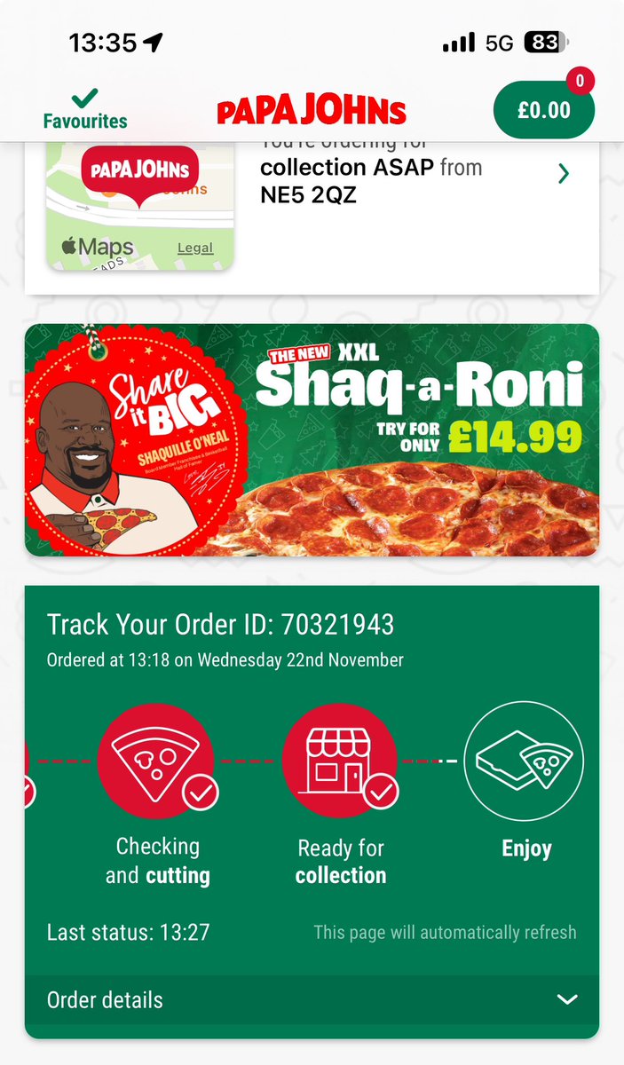 pcresh's tweet photo. @PapaJohnsUK are your Newcastle West Denton colleagues fiddling the stats? Said ready to collect, when I arrived it had just gone in the oven…ten mins later still not got it https://t.co/1jTjIPFbea