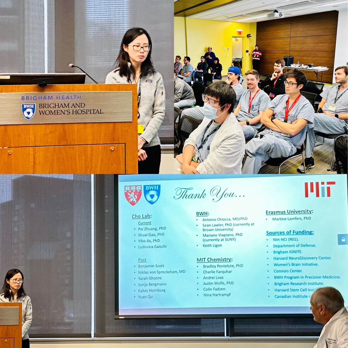 Thank you to @DrFongCho, for your fascinating talk about understanding targeted therapy for GBM at Grand Rounds this morning! 

#GBM #neurosurgery #targetedtherapy #brighamandwomens #braintumor