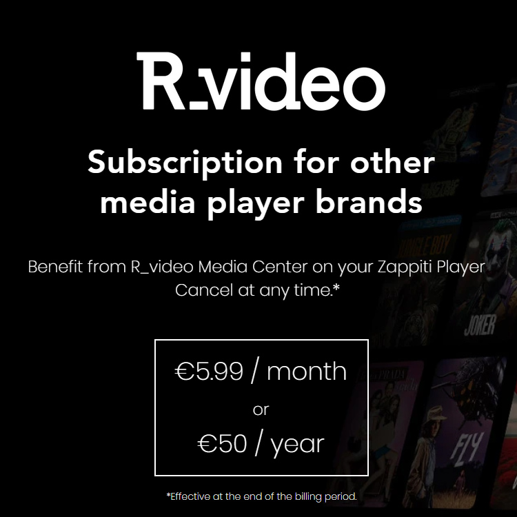 rvolutionworld's tweet photo. R_video is now available for Zappiti brand media players with a subscription of €50/year or €5.99/month.
#mediacenter #zappiti #r_volution #mediaplayer #mediaplayers #hometheater #liveinstall #avtweeps https://t.co/BgyMdz77tx