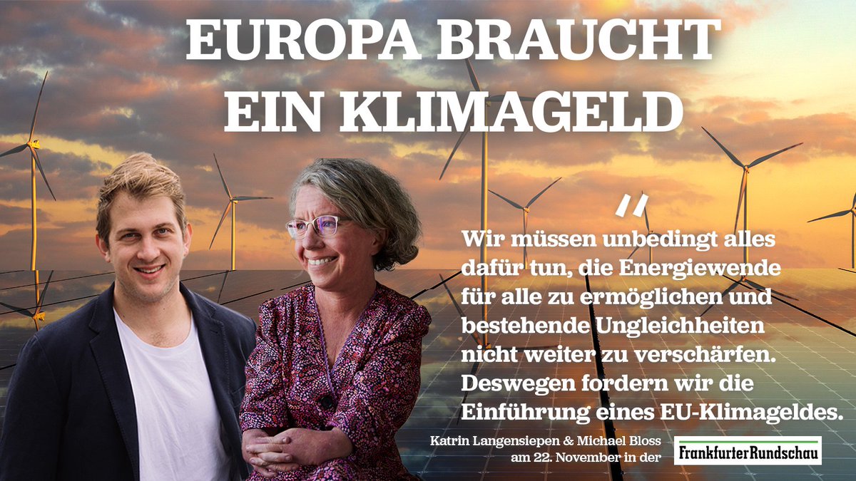 60Mrd € für Klimaschutz & Entlastung... weg. #Bundesverfassungsgericht ❗Doch, effektiver & sozialgerechter Klimaschutz ist so wichtig wie nie. ❗Deswegen fordern wir: Ein Klimageld für Europa, jetzt erst recht! 👇Wie kann's gehen? Mit @k_langensiepen fr.de/meinung/gastbe…