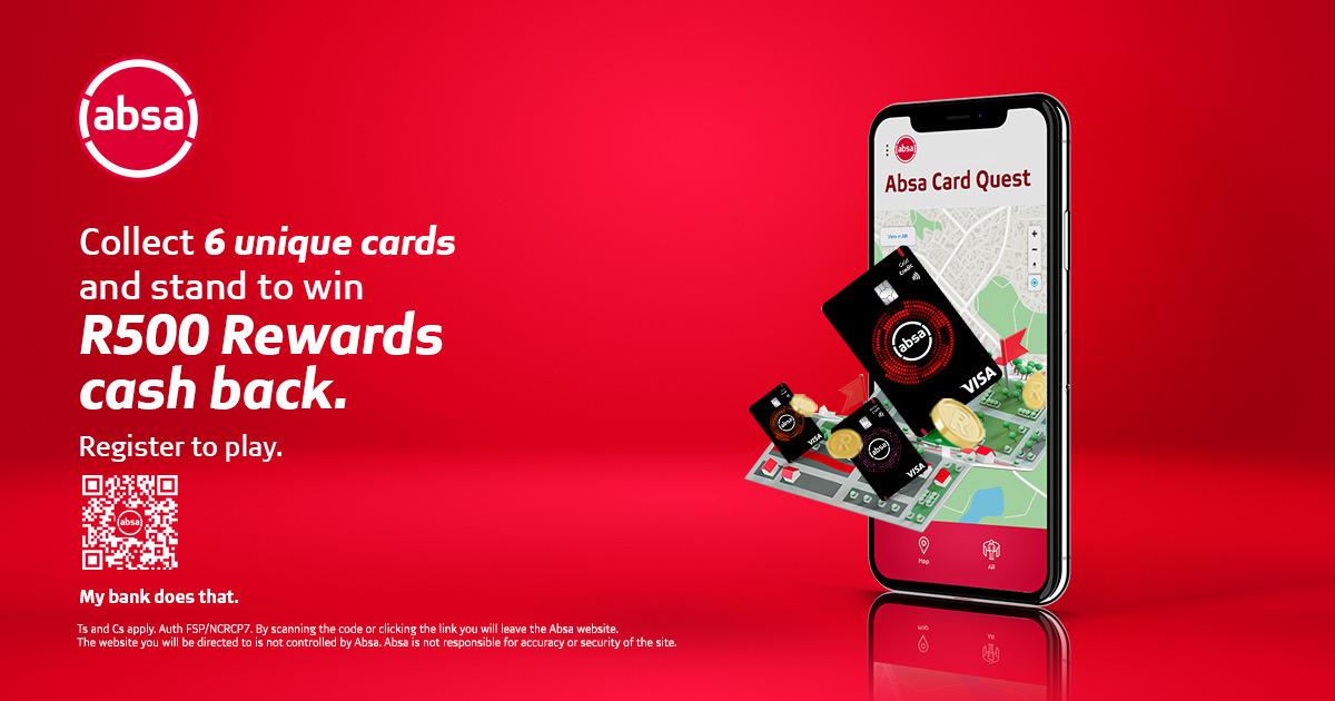 WIN with Absa Card Quest!! 

Visit your nearest participating branch, take a selfie or snap a pic of your card collection and post it in the comments to win R1 000 today. 

Register to play #AbsaCardQuest at absa.co.za/elevatetoamazi…. Ts&Cs apply. Auth FSP (236) @AbsaSouthAfrica