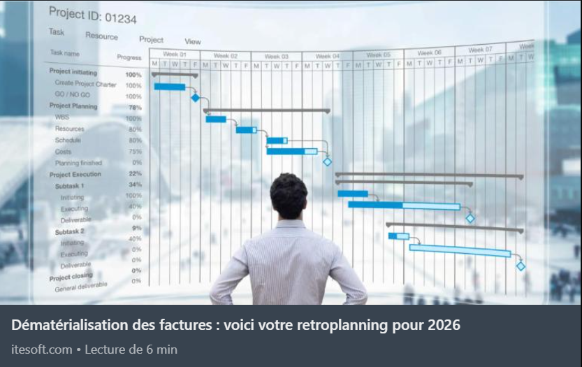 ITESOFT's tweet image. 💡La facturation électronique n'en finit pas de faire couler beaucoup d'encre. Retrouvez le rétroplanning qui va impacter toutes les entreprises. 
👉shorturl.at/wTW13
#facture #ereporting #einvoicing
