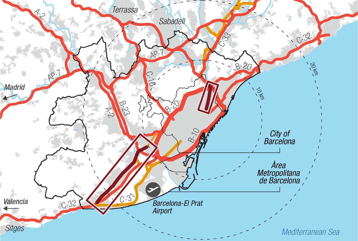 In Barcelona as elsewhere in Europe, the urban and natural spaces have been criss-crossed by motorways doubled up by regional expressways. Transforming part of this network into "integrated civic axes” is one of the main goals of the PDUM to 2040 
en.institutparisregion.fr/resources/publ…