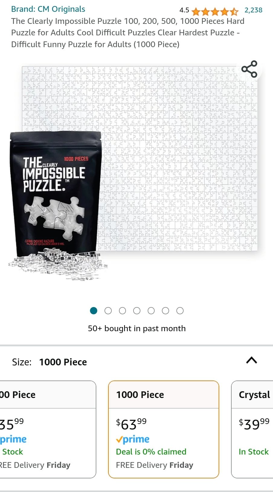 The Clearly Impossible Puzzle 100, 200, 500, 1000 Pieces Hard Puzzle for  Adults Cool Difficult Puzzles Clear Hardest Puzzle - Difficult Funny Puzzle