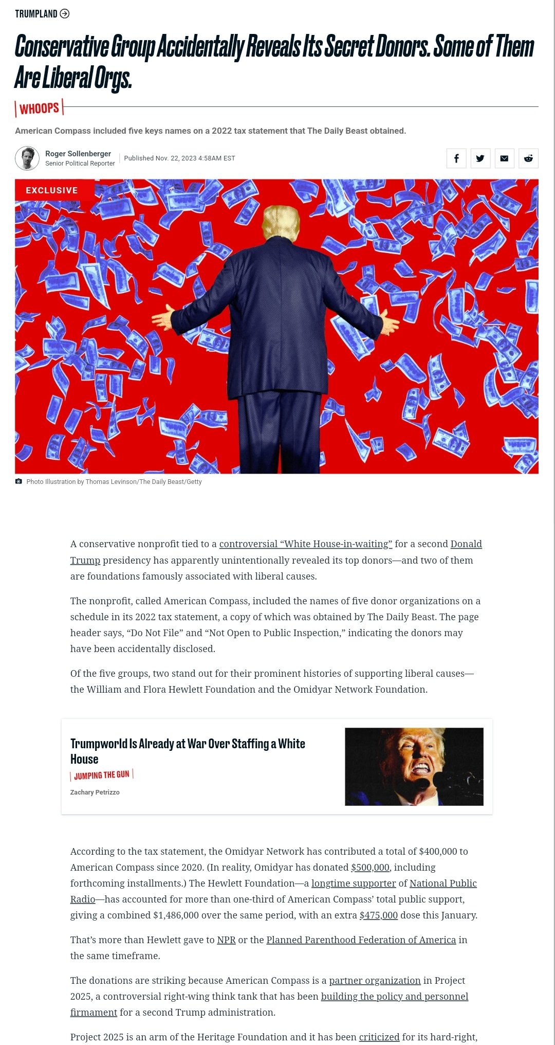 KD on X: "Conservative Group behind Project 2025 Accidentally Reveals Its Secret Donors. Of the 5 groups, 2 stand out for their prominent histories of supporting liberal causes—the William and Flora Hewlett