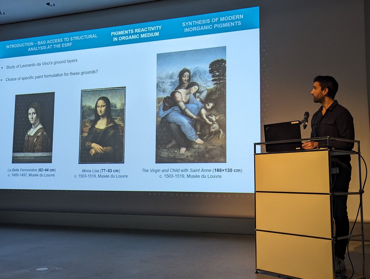 Ever wondered, what ground layers 👨‍🎨#leonardodavinci has used painting #monalisa? Victor Gonzales @CNRS @UnivParisSaclay presented his research using #synchroton radiation @esrfsynchrotron at the conference #SR2A. 📸Christoph Kreileder, FRM II / TUM @lightsources @LENSinitiative