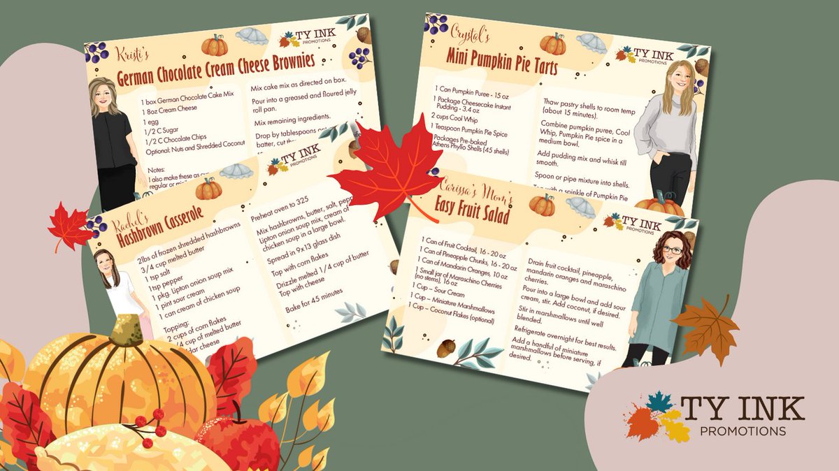 tyinkpromo's tweet photo. Thanksgiving is tomorrow! If you need some wow factor recipes, head to our LinkedIn page (TY Ink Promotions) and download some of our go-to recipes on TY Ink's November tidbits.
#thanksgivingrecipes #thanksgiving #tyinkpromotions #recipes https://t.co/eJSRsdLqLP
