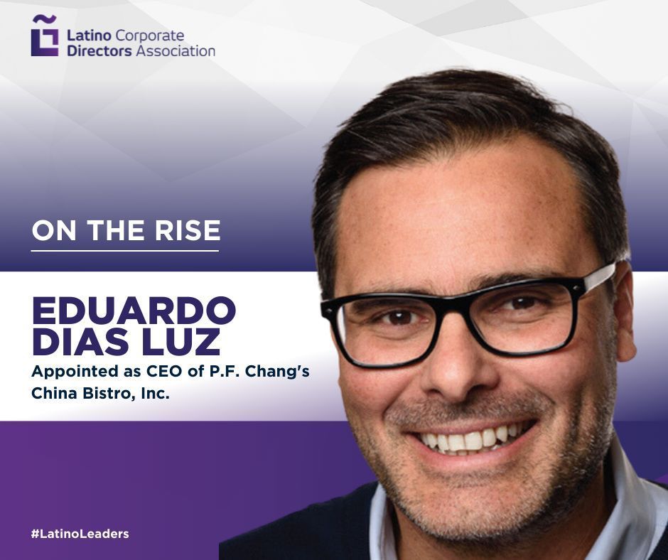 Congratulations to Eduardo Dias Luz on his appointment as CEO of P.F. Chang's China Bistro, Inc.

Learn more: buff.ly/47EzZN1

#LCDAOnTheRise #LatinoLeaders