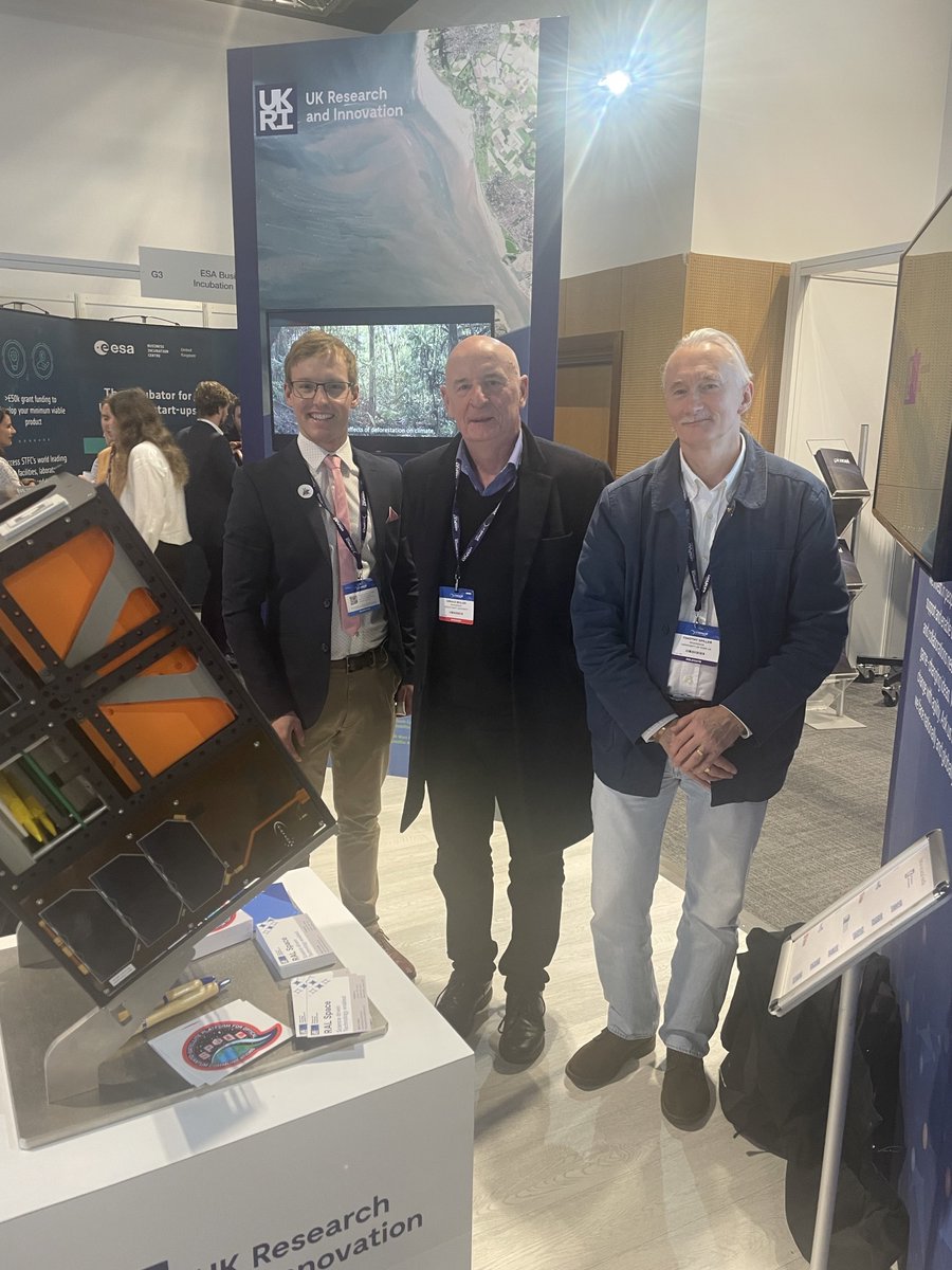 Heriot-Watt's Gerald Buller and Cameron Simmons alongside @QCommHub Director Tim Spiller at UKRI stand at UK Space Conference in Belfast. Come along to the stand and see the SPOQC model... @hwphysics @HWEngage @DrDonDon55