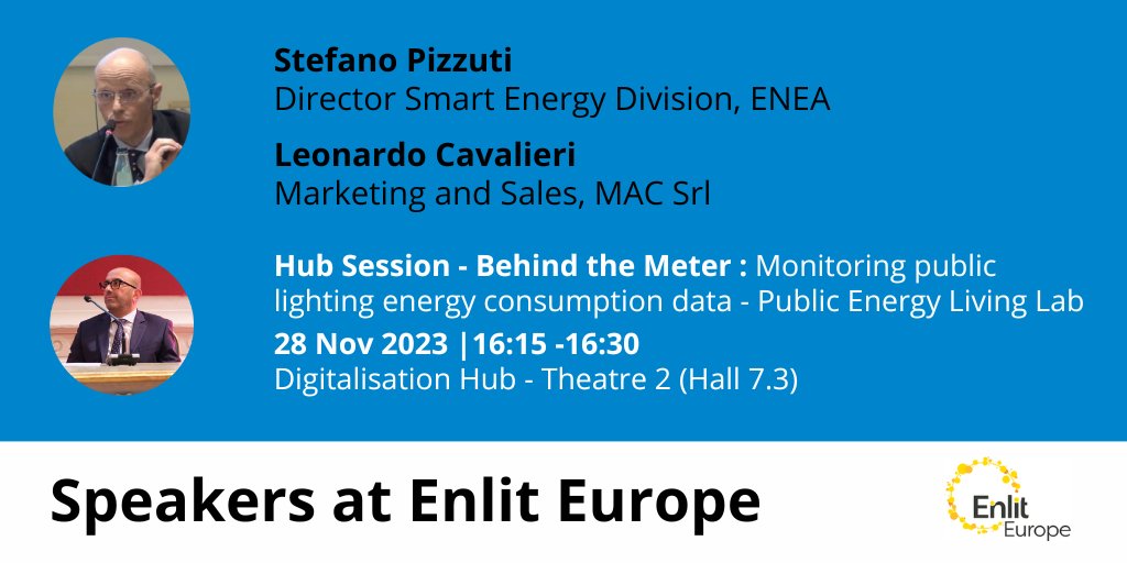We are pleased to announce that Stefano Pizzuti, Director Smart Energy Division, ENEA and Leonardo Cavalieri, Marketing and Sales, MAC srl will be joint presenters at this years <a href="/Enlit_Europe/">Enlit Europe</a>
Save the date to your calendar and we look forward to meeting you there!  
#EnlitEurope
